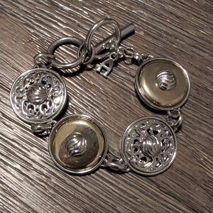 Etienne Aigner Two-Tone Silver and Gold Button Bracelet